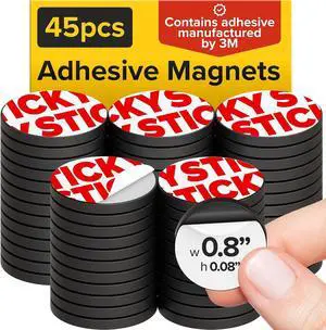 Sticky Flexible Adhesive Magnets for Crafts, 0.8"x0.08" (20x2mm), 45 pcs | Flexible Sticky Magnetic Dots for Office & School Supplies, Whiteboard, Crafts, Fridge, School Projects & Classroom Decor Sticky Flexible Adhesive Magnets for Crafts, 0.8"x0.08" (20x2mm), 45 pcs | Flexible Sticky Magnetic Dots for Office & School Supplies, Whiteboard, Crafts, Fridge, School Projects & Classroom Decor
