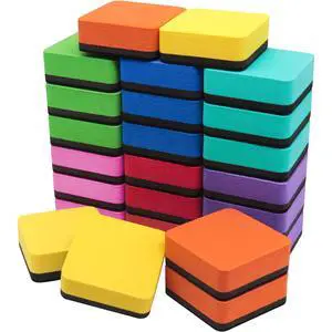 Magnetic Whiteboard Dry Erasers, 8-Color, 24 Pack, 2 x 2 Inch Magnetic Whiteboard Dry Erasers, 8-Color, 24 Pack, 2 x 2 Inch