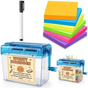2 Mini Shredder Set for School Counselor Office, Blue | Handheld for Worry Relief Portable with Sticky Notes Pen Teacher Classroom Must Haves Back to School Inspirational Gifts 2 Mini Shredder Set for School Counselor Office, Blue | Handheld for Worry Relief Portable with Sticky Notes Pen Teacher Classroom Must Haves Back to School Inspirational Gifts