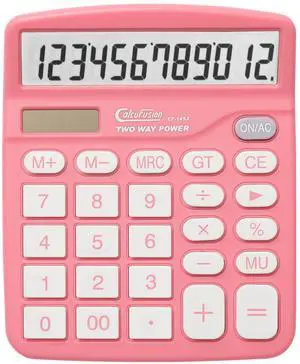 Calculator, 12 Digits Pink Desktop Calculators Large Display LCD&Big Button Dual Solar and Battery Powered Standard Functions Basic Calculator for School Office CF-1453 Calculator, 12 Digits Pink Desktop Calculators Large Display LCD&Big Button Dual Solar and Battery Powered Standard Functions Basic Calculator for School Office CF-1453