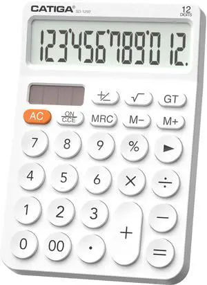 12 Digit Desktop Calculator Basic Desk Calculator with Large LCD Display, Big Buttons, 4 Function, Solar and Battery Dual Power, for Office, School, Home, SD-1292 White 12 Digit Desktop Calculator Basic Desk Calculator with Large LCD Display, Big Buttons, 4 Function, Solar and Battery Dual Power, for Office, School, Home, SD-1292 White
