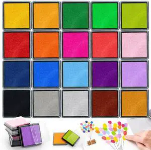 Washable Ink Pads for Stamps, 20 Color Craft Stamp Ink Pads | Perfect for teachers, artists and DIY makers creating cards, scrapbooks, paper projects and fabric art Washable Ink Pads for Stamps, 20 Color Craft Stamp Ink Pads | Perfect for teachers, artists and DIY makers creating cards, scrapbooks, paper projects and fabric art