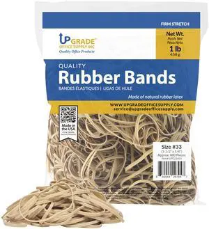 Rubber Bands, Size #33 (3-1/2 x 1/8 Inch), Approx. 600 Count, 1 lb Bag, Made in USA Rubber Bands, Size #33 (3-1/2 x 1/8 Inch), Approx. 600 Count, 1 lb Bag, Made in USA