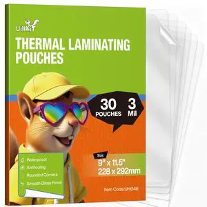 3mil Thermal Laminating Pouches 9 x 11.5 Inches | 30Pack Bubble Free, Crystal Clear Finish Laminating Sheets for Documents, Photos, Crafts, Use with Laminator Machine 3mil Thermal Laminating Pouches 9 x 11.5 Inches | 30Pack Bubble Free, Crystal Clear Finish Laminating Sheets for Documents, Photos, Crafts, Use with Laminator Machine