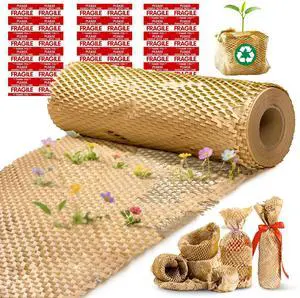 Honeycomb Packing Paper, 12"x150' Brown | Perforated Honeycomb Packing Paper Recyclable Moving Supplies for Shipping & Moving | Plastic-Free Alternative to Bubble Cushion Wrap with 36 Fragile Stickers Honeycomb Packing Paper, 12"x150' Brown | Perforated Honeycomb Packing Paper Recyclable Moving Supplies for Shipping & Moving | Plastic-Free Alternative to Bubble Cushion Wrap with 36 Fragile Stickers
