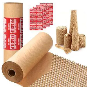 Honeycomb Packing Paper 12"x60Ft,Eco-Friendly Alternative to Bubble Wrap for Packing Moving Shipping,Recyclable Moving Supplies Packing Paper with 20 Fragile Labels & Ropes Honeycomb Packing Paper 12"x60Ft,Eco-Friendly Alternative to Bubble Wrap for Packing Moving Shipping,Recyclable Moving Supplies Packing Paper with 20 Fragile Labels & Ropes