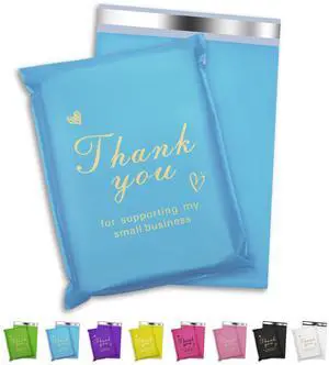 Thank You Poly Mailer 10x13 Inch 25 Pcs, Blue | Waterproof Shipping Bags for Clothing, Strong Adhesive Mailing Bags, Tear-Resistant Packaging Bags for Small Business Thank You Poly Mailer 10x13 Inch 25 Pcs, Blue | Waterproof Shipping Bags for Clothing, Strong Adhesive Mailing Bags, Tear-Resistant Packaging Bags for Small Business