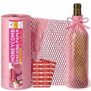 Pink Honeycomb Packing Paper for Moving 12-Inch x 66-Feet Bubble Honeycomb Wrap, Honeycomb Wrapping Paper for Packing Cushion with 20 Fragile Stickers Packing Supplies Pink Honeycomb Packing Paper for Moving 12-Inch x 66-Feet Bubble Honeycomb Wrap, Honeycomb Wrapping Paper for Packing Cushion with 20 Fragile Stickers Packing Supplies