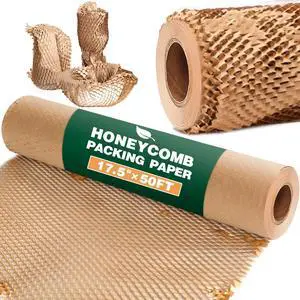 Honeycomb Packing Paper, 17.5" x 50 ft Bubble Cushioning Wrap for Moving Shipping Products Gifts Wrapping Essentials Packaging Materials Supplies Honeycomb Packing Paper, 17.5" x 50 ft Bubble Cushioning Wrap for Moving Shipping Products Gifts Wrapping Essentials Packaging Materials Supplies