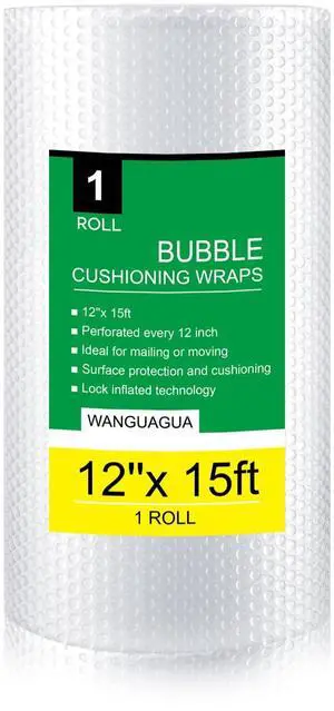 Bubble Packing Wrap for Moving Boxes 12" X 15' | Heavy Duty Fully-inflated Bubbles for Boxes, Shipping Cushioning Supplies, Perforated Every 12" Bubble Packing Wrap for Moving Boxes 12" X 15' | Heavy Duty Fully-inflated Bubbles for Boxes, Shipping Cushioning Supplies, Perforated Every 12"