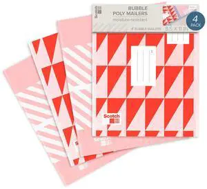 Poly Bubble Mailers, Assorted Red Designs, Size 2 Small | 8.5 in x 11 in, 4 Mailers Poly Bubble Mailers, Assorted Red Designs, Size 2 Small | 8.5 in x 11 in, 4 Mailers