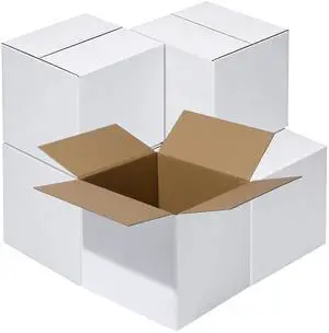 8x8x8" White Shipping Boxes, 5-Pack, Heavy-Duty Corrugated Mailer Boxes for Small Business, DIY Gift Boxes for Perfume & Jewelry, Crush-Resistant 8x8x8" White Shipping Boxes, 5-Pack, Heavy-Duty Corrugated Mailer Boxes for Small Business, DIY Gift Boxes for Perfume & Jewelry, Crush-Resistant