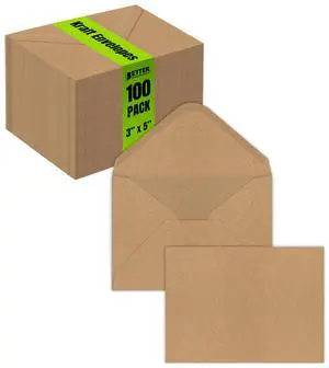 Kraft Invitation Envelopes, 100-Pack, A1 Size (3.625" x 5.12"), Strong 35 lb. Paper, Fits 3.5" x 5" Invitation Cards, RSVP Cards, Photos, Gift Cards (Contoured Gummed Flap) Kraft Invitation Envelopes, 100-Pack, A1 Size (3.625" x 5.12"), Strong 35 lb. Paper, Fits 3.5" x 5" Invitation Cards, RSVP Cards, Photos, Gift Cards (Contoured Gummed Flap)