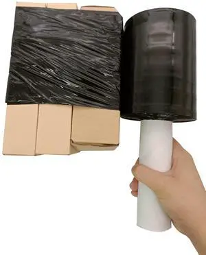 Stretch Wrap Film with Handle 5 Inch × 1000 Feet Shrink Wrap | Moving Supplies Black Plastic Film Self-Adhering Stretch Wrap Film with Handle 5 Inch × 1000 Feet Shrink Wrap | Moving Supplies Black Plastic Film Self-Adhering