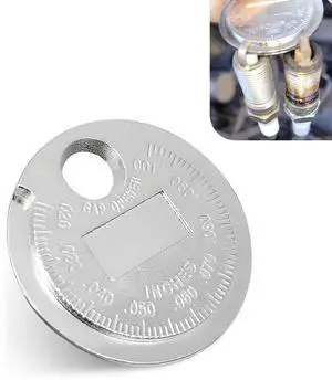 lekiliky Spark Plug Measuring Tool, Metal Spark Plug Gap Gauge - 0.020" to 0.100" Scaled Measurement Tool, Portable Coin-Shaped Hole Design, Universal Car Repair Accessory (Silver) lekiliky Spark Plug Measuring Tool, Metal Spark Plug Gap Gauge - 0.020" to 0.100" Scaled Measurement Tool, Portable Coin-Shaped Hole Design, Universal Car Repair Accessory (Silver)