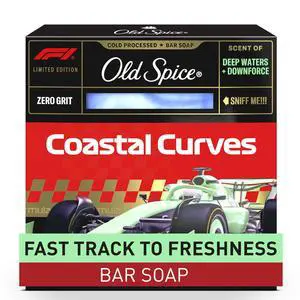 Old Spice Bar Soap for Men, F1 Collection, Cold Pressed with Zero Grit, Fast Track to Freshness, Made with Natural Oils & Plant Based Cleanser, Coastal Curves with Deep Waters & Downforce Scent, 5 oz Old Spice Bar Soap for Men, F1 Collection, Cold Pressed with Zero Grit, Fast Track to Freshness, Made with Natural Oils & Plant Based Cleanser, Coastal Curves with Deep Waters & Downforce Scent, 5 oz