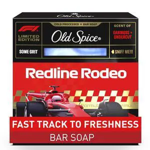 Old Spice Bar Soap for Men, F1 Collection, Cold Pressed with Some Grit, Fast Track to Freshness, Made with Natural Oils & Plant Based Cleanser, Redline Rodeo with Oakmoss & Undercut Scent, 5 oz Old Spice Bar Soap for Men, F1 Collection, Cold Pressed with Some Grit, Fast Track to Freshness, Made with Natural Oils & Plant Based Cleanser, Redline Rodeo with Oakmoss & Undercut Scent, 5 oz