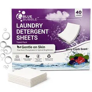 Detergent Sheets - Travel Size -Berry Fresh scent (40 Loads) - Concentrated Liquidless Laundry Soap - No Mess - Space-Saving - for Travel, Apartments, Dorms, Sink Detergent Sheets - Travel Size -Berry Fresh scent (40 Loads) - Concentrated Liquidless Laundry Soap - No Mess - Space-Saving - for Travel, Apartments, Dorms, Sink