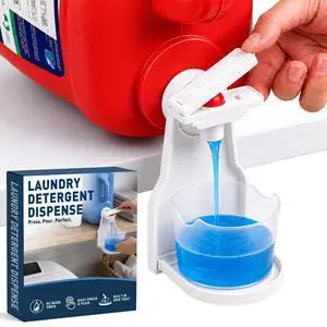 Detergent Dispenser Cup Holder, No Drip Laundry Detergent Holder with Easy Press Nozzle Switch, Laundry Cup Holder and Drip Tray for Liquid Detergent Dispenser, Laundry Room Organization Detergent Dispenser Cup Holder, No Drip Laundry Detergent Holder with Easy Press Nozzle Switch, Laundry Cup Holder and Drip Tray for Liquid Detergent Dispenser, Laundry Room Organization