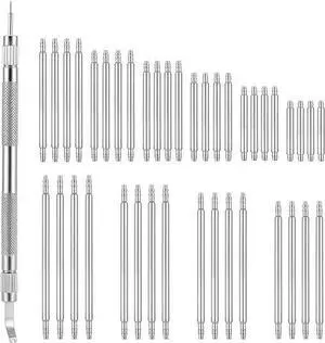 Watch Band Repair Tool Kit, 1 Pcs, Silver | 5.31 Inch Stainless Steel Watch Pin Tool, 40pcs Spring Bars (8mm-26mm), Watch Strap Replacement Kit Watch Band Repair Tool Kit, 1 Pcs, Silver | 5.31 Inch Stainless Steel Watch Pin Tool, 40pcs Spring Bars (8mm-26mm), Watch Strap Replacement Kit