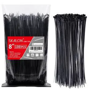 Zip Ties 8 inch (100 Pack), 40lbs Tensile Strength, Black Cable Ties, Wire Ties for indoor and outdoor use Zip Ties 8 inch (100 Pack), 40lbs Tensile Strength, Black Cable Ties, Wire Ties for indoor and outdoor use