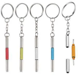Mini Eyeglass Screwdriver Kit - 5 Pcs 3 in 1 Precision Stainless Steel Screwdriver Set with Keychain for Eyeglass Repair Watchmaker Tool (5 Colors) Mini Eyeglass Screwdriver Kit - 5 Pcs 3 in 1 Precision Stainless Steel Screwdriver Set with Keychain for Eyeglass Repair Watchmaker Tool (5 Colors)