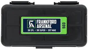 Frankford Arsenal Hinge-Top Ammo Box #503 with True Mechanical Hinge for Ammunition Storage and Organization, Holds 50 Rounds black Frankford Arsenal Hinge-Top Ammo Box #503 with True Mechanical Hinge for Ammunition Storage and Organization, Holds 50 Rounds black