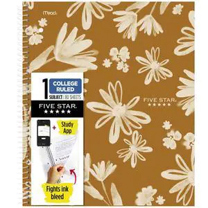 Spiral Notebook + Study App, 1 Subject, College Ruled Paper, 8-1/2" x 11", 80 Sheets, Fights Ink Bleed, Water Resistant Cover, Soft Petals Harvest (820442F-ECM) Spiral Notebook + Study App, 1 Subject, College Ruled Paper, 8-1/2" x 11", 80 Sheets, Fights Ink Bleed, Water Resistant Cover, Soft Petals Harvest (820442F-ECM)