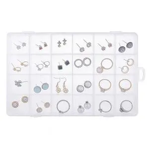 28-Grid Clear Plastic Organizer Box, Secure Storage Container with Fixed Dividers for Beads, Jewelry & Crafts - Spill-Proof Compartments for Small Parts Organization 28-Grid Clear Plastic Organizer Box, Secure Storage Container with Fixed Dividers for Beads, Jewelry & Crafts - Spill-Proof Compartments for Small Parts Organization