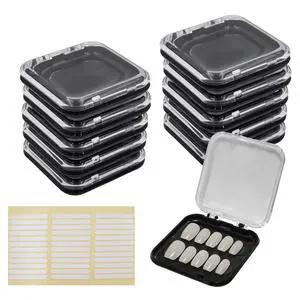10 Pcs Press On Nail Packaging Box, Press On Nail Storage Case with 36 Pcs Adhesive Double Sided Tape for Fake Nail Art Storage Display Salon Supplies (Black) 10 Pcs Press On Nail Packaging Box, Press On Nail Storage Case with 36 Pcs Adhesive Double Sided Tape for Fake Nail Art Storage Display Salon Supplies (Black)