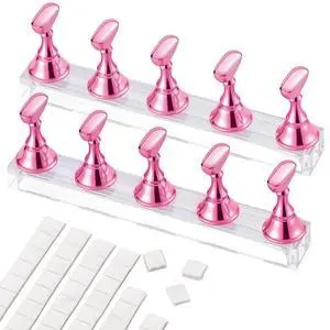 Nail Stands Acrylic Nail Art,Press on Nail Stand Magnetic Nail Tips Practice Holder 54 Pcs Reusable Adhesive Putty for DIY Painting(Pink Nail Stands Acrylic Nail Art,Press on Nail Stand Magnetic Nail Tips Practice Holder 54 Pcs Reusable Adhesive Putty for DIY Painting(Pink