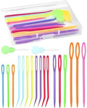 19 Pcs Yarn Needles Set, Assorted Yarn Needles Bent Tapestry Needle Weaving Needle Darning Needles Plastic Needles Large Eye Blunt Knitting Needles for Sewing Crochet 19 Pcs Yarn Needles Set, Assorted Yarn Needles Bent Tapestry Needle Weaving Needle Darning Needles Plastic Needles Large Eye Blunt Knitting Needles for Sewing Crochet