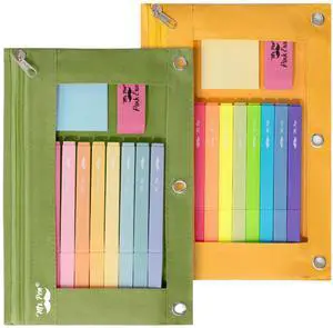 Pencil Pouch for 3 Ring Binder, 2 Pack, 10"x6.75", Smooth Zipper | Clear Window, Large Capacity Pencil Case with 3 Reinforced Grommets for School, Office, Supplies Storage Pencil Pouch for 3 Ring Binder, 2 Pack, 10"x6.75", Smooth Zipper | Clear Window, Large Capacity Pencil Case with 3 Reinforced Grommets for School, Office, Supplies Storage