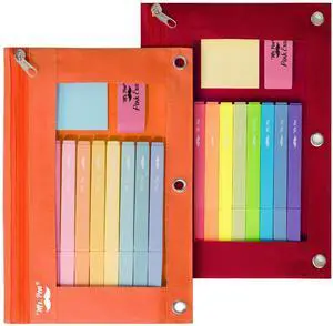 Pencil Pouch for 3 Ring Binder, 2 Pack, 10"x6.75", Smooth Zipper | Clear Window, Large Capacity Pencil Case with 3 Reinforced Grommets for School, Office, Supplies Storage Pencil Pouch for 3 Ring Binder, 2 Pack, 10"x6.75", Smooth Zipper | Clear Window, Large Capacity Pencil Case with 3 Reinforced Grommets for School, Office, Supplies Storage