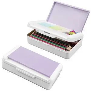 Pencil Box, Double Layer Pencil Case, Large Capacity Plastic Pencil Boxes with Snap-tight Lid, Two-Tone Storage Box Organizer for Office School Supplies (Light Purple, 1 Pack) Pencil Box, Double Layer Pencil Case, Large Capacity Plastic Pencil Boxes with Snap-tight Lid, Two-Tone Storage Box Organizer for Office School Supplies (Light Purple, 1 Pack)