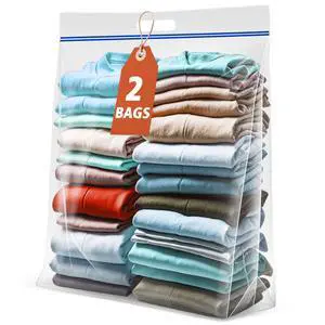 Jumbo Heavy Duty Plastic Storage Extra Large Bags, 25 Gallon 3.5 Mil Thick Clear Zipper Bags with Handles for Home, Travel and Moving 35" x 24", 2 packs Jumbo Heavy Duty Plastic Storage Extra Large Bags, 25 Gallon 3.5 Mil Thick Clear Zipper Bags with Handles for Home, Travel and Moving 35" x 24", 2 packs