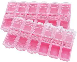 KAZIPOP 12Grid Bead Organizer Box Mini Craft Storage Containers Boxes Rectangle Bead Holder Pink Bead Storage Containers for DIY Crafts Jewelry Earring Pills Nail Small Items, 2PCS KAZIPOP 12Grid Bead Organizer Box Mini Craft Storage Containers Boxes Rectangle Bead Holder Pink Bead Storage Containers for DIY Crafts Jewelry Earring Pills Nail Small Items, 2PCS