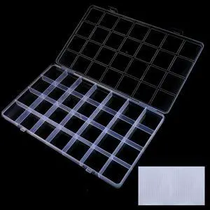 1Pcs 28-Grid Clear Plastic Organizer White Fixed Compartment Storage Box for Rhinestones Beads, Earrings Art DIY Craft Jewelry, Diamond Accessories Small Parts, Items (8.82"L x 5.12"W x 0.6"H) 1Pcs 28-Grid Clear Plastic Organizer White Fixed Compartment Storage Box for Rhinestones Beads, Earrings Art DIY Craft Jewelry, Diamond Accessories Small Parts, Items (8.82"L x 5.12"W x 0.6"H)