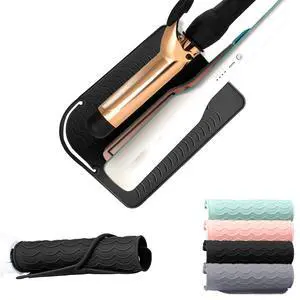 Flat Iron Heat Resistant Silicone Mat for Curling Iron, Hair Straightener Heat Pad, Curling Iron Sleeve, Travel Case Heat Resistant and Other Hair Styling Tools, for Counter, 9 x 6.5 in, Black Flat Iron Heat Resistant Silicone Mat for Curling Iron, Hair Straightener Heat Pad, Curling Iron Sleeve, Travel Case Heat Resistant and Other Hair Styling Tools, for Counter, 9 x 6.5 in, Black