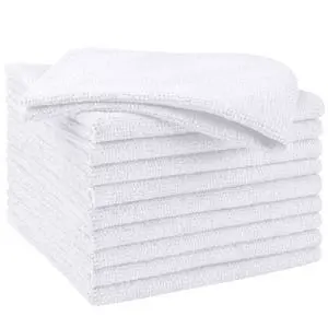 White Microfiber Cleaning Cloth 10 PK, Towels for Cars and Shop | Lint Free Cleaning Rags for House, Garage, Kitchen, Car Detailing, Shop Towels Bulk Scratch-Free, Absorbent, 11.5"X 11.5" White Microfiber Cleaning Cloth 10 PK, Towels for Cars and Shop | Lint Free Cleaning Rags for House, Garage, Kitchen, Car Detailing, Shop Towels Bulk Scratch-Free, Absorbent, 11.5"X 11.5"