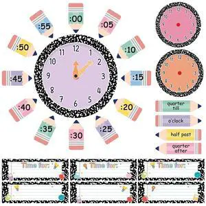 62 Pcs Composition Telling Time Bulletin Board Analog Clock Practice Classroom Decorations Learning to Tell Time Clock Paper Cutouts Teaching Clock Numbers Supplies for School Elementary Teachers Wall 62 Pcs Composition Telling Time Bulletin Board Analog Clock Practice Classroom Decorations Learning to Tell Time Clock Paper Cutouts Teaching Clock Numbers Supplies for School Elementary Teachers Wall