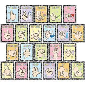 22PCS Composition Classroom Hand Signal Cards Decor Back to School Composition Sign Language Learning Paper Cutout Hand Signals Language Bulletin Board for Teacher Student Visual School Office Decor 22PCS Composition Classroom Hand Signal Cards Decor Back to School Composition Sign Language Learning Paper Cutout Hand Signals Language Bulletin Board for Teacher Student Visual School Office Decor