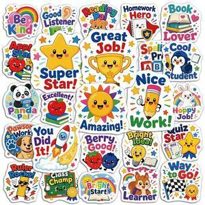 JCFIRE 100PCS Back to School Stickers for Kids Teacher Supplies | Cute Waterproof Vinyl Reward Stickers for Classroom Decor, Teacher Must Haves & School Supplies for Kids JCFIRE 100PCS Back to School Stickers for Kids Teacher Supplies | Cute Waterproof Vinyl Reward Stickers for Classroom Decor, Teacher Must Haves & School Supplies for Kids