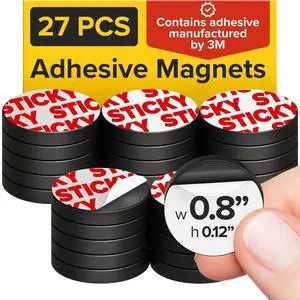 Sticky Flexible Adhesive Magnets for Crafts, 0.8"x0.12" (20x3mm), 27 pcs | Flexible Sticky Magnetic Dots for Office & School Supplies, Whiteboard, Crafts, Fridge, School Projects & Classroom Decor Sticky Flexible Adhesive Magnets for Crafts, 0.8"x0.12" (20x3mm), 27 pcs | Flexible Sticky Magnetic Dots for Office & School Supplies, Whiteboard, Crafts, Fridge, School Projects & Classroom Decor