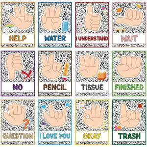 Abilat 12 Pcs Composition Classroom Hand Signal Posters with Adhesive Mounting Dots Learning Visual Cue Hand Signal Cards for Teachers and Students Classroom Bulletin Board Decor Hand Sign Language Ca Abilat 12 Pcs Composition Classroom Hand Signal Posters with Adhesive Mounting Dots Learning Visual Cue Hand Signal Cards for Teachers and Students Classroom Bulletin Board Decor Hand Sign Language Ca