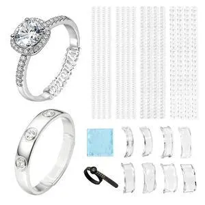 Ring Sizers for Loose Rings, Invisible Silicone Adjuster All Ring Widths | Spiral Tighteners & Clip On Reducer Strips, Ring Measuring Tool & Polishing Cloth for Wedding Band Engagement Rings Ring Sizers for Loose Rings, Invisible Silicone Adjuster All Ring Widths | Spiral Tighteners & Clip On Reducer Strips, Ring Measuring Tool & Polishing Cloth for Wedding Band Engagement Rings