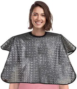 Short Waterproof Hair Dye Cape, Salon Cover for Hair Color,Shampoo | Bleach & Chemical Proof Plastic Shower Apron for Makeup Artists Comb-out Beard Shaving Bib for Beauty Supplies Black Short Waterproof Hair Dye Cape, Salon Cover for Hair Color,Shampoo | Bleach & Chemical Proof Plastic Shower Apron for Makeup Artists Comb-out Beard Shaving Bib for Beauty Supplies Black