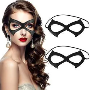 2PCS Black Leather Cat Eye Masks for Women Masquerade Halloween Cosplay 2PCS Black Leather Cat Eye Masks for Women Masquerade Halloween Cosplay