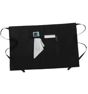 Waitress Apron with Pockets, 33.8 x 21.7 Inches Black Server Apron for Restaurant Staff, Water Resistant Polyester Design Waitress Apron with Pockets, 33.8 x 21.7 Inches Black Server Apron for Restaurant Staff, Water Resistant Polyester Design