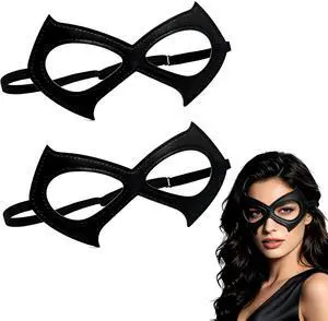 2 Pack Cat Mask for Women Halloween Black Masquerade Eye Mask Costume | Oversized Wide Design 7.1*3.9in, Adjustable Strap, Double Layer Fabric, Halloween Costume Accessories, One Size Fits All 2 Pack Cat Mask for Women Halloween Black Masquerade Eye Mask Costume | Oversized Wide Design 7.1*3.9in, Adjustable Strap, Double Layer Fabric, Halloween Costume Accessories, One Size Fits All